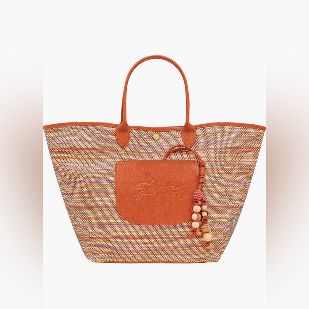 NWOT $570 Longchamp Large Le Pliage Panier Rainbow Raffia Tote in Rainbow!